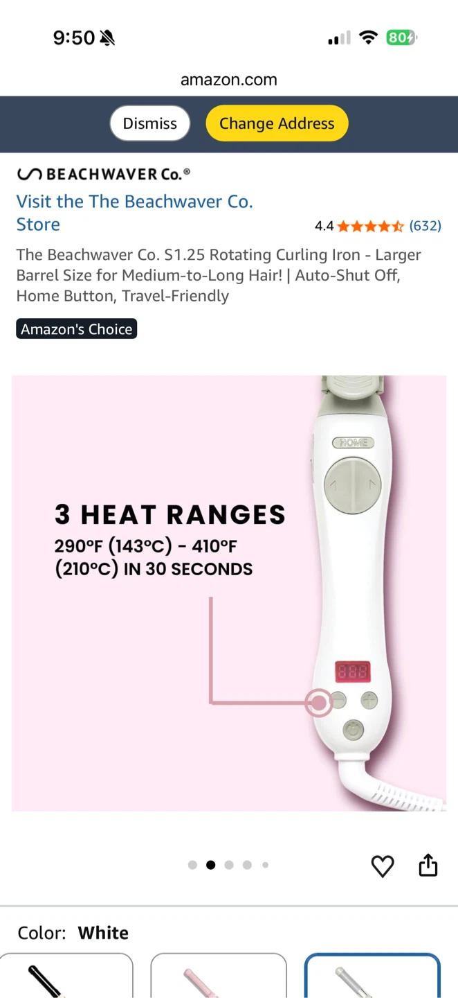 Beachwaver Co. S1  Rotating Curling Iron - White - photo 2