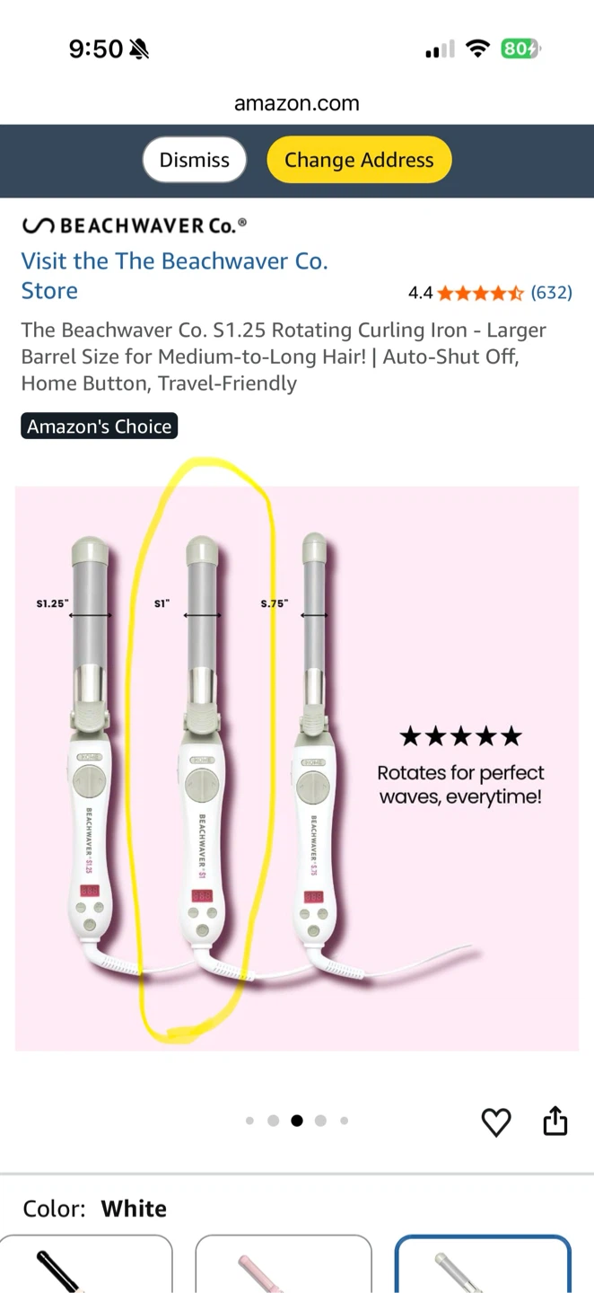 Beachwaver Co. S1  Rotating Curling Iron - White - photo 3