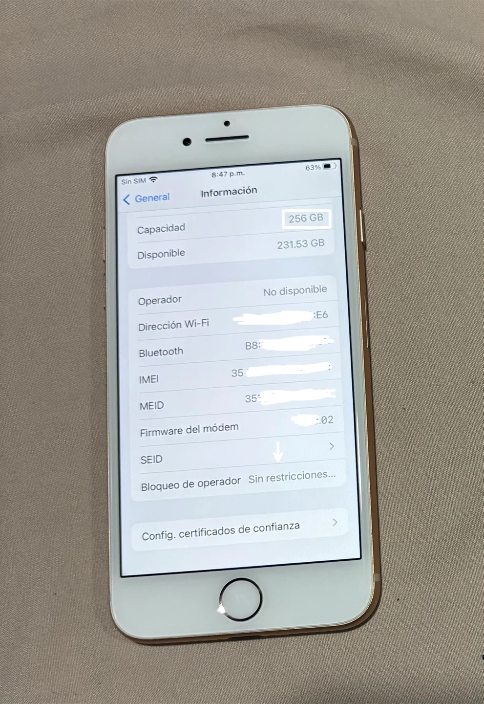 iPhone 8 of 256GB - White gold - photo 3