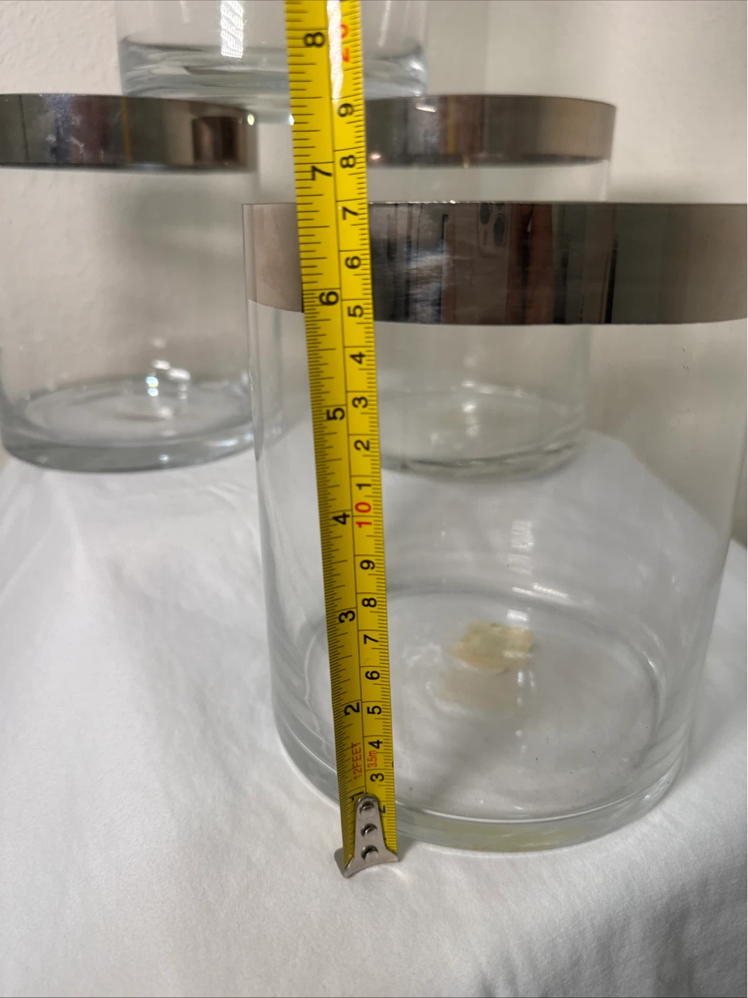 Vintage West Elm Set of 4 Glass Tumblers with Silver Rim - photo 5