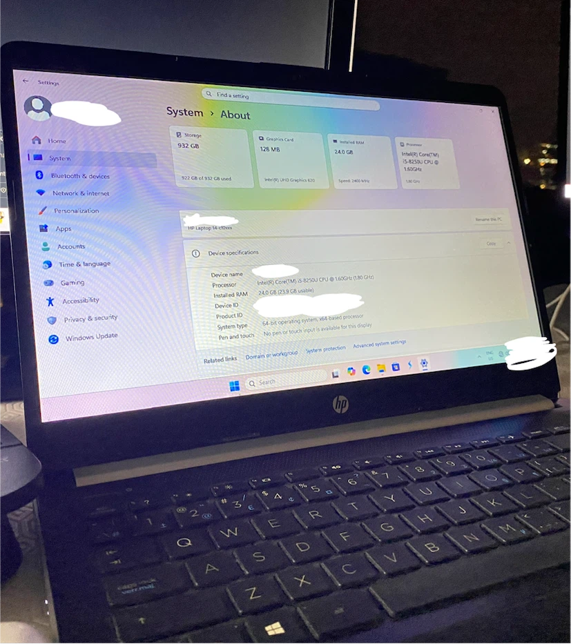 HP Laptop 14-cfxxxx Intel Core i5 24GB RAM 932GB Storage