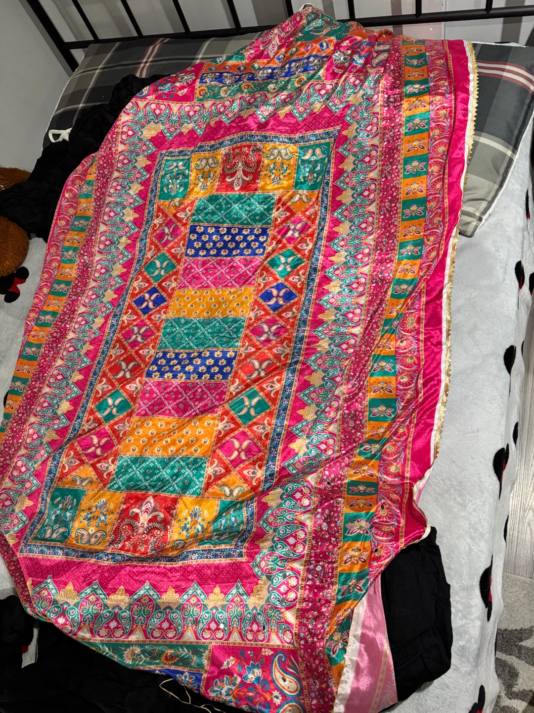 Black Salwar Kameez with Embroidered Dupatta - photo 2