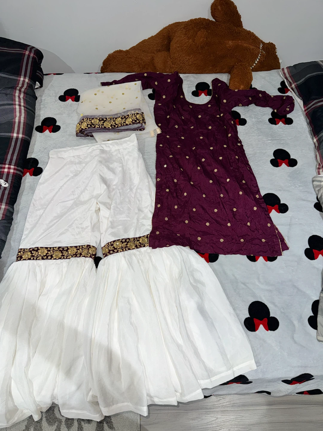 Embroidered Kurti Set with Pants and Dupatta