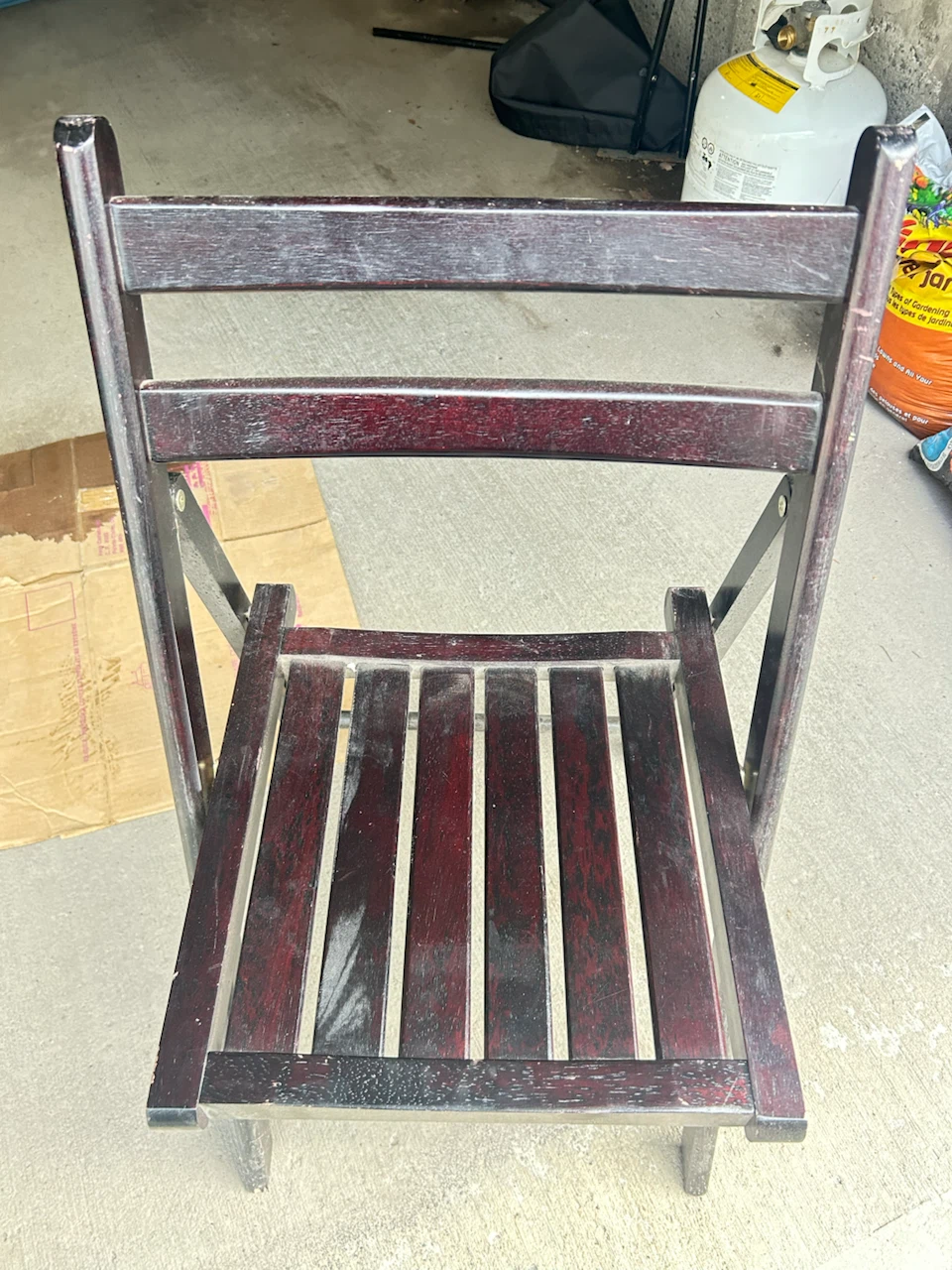 Wooden Folding Chair - Dark Red