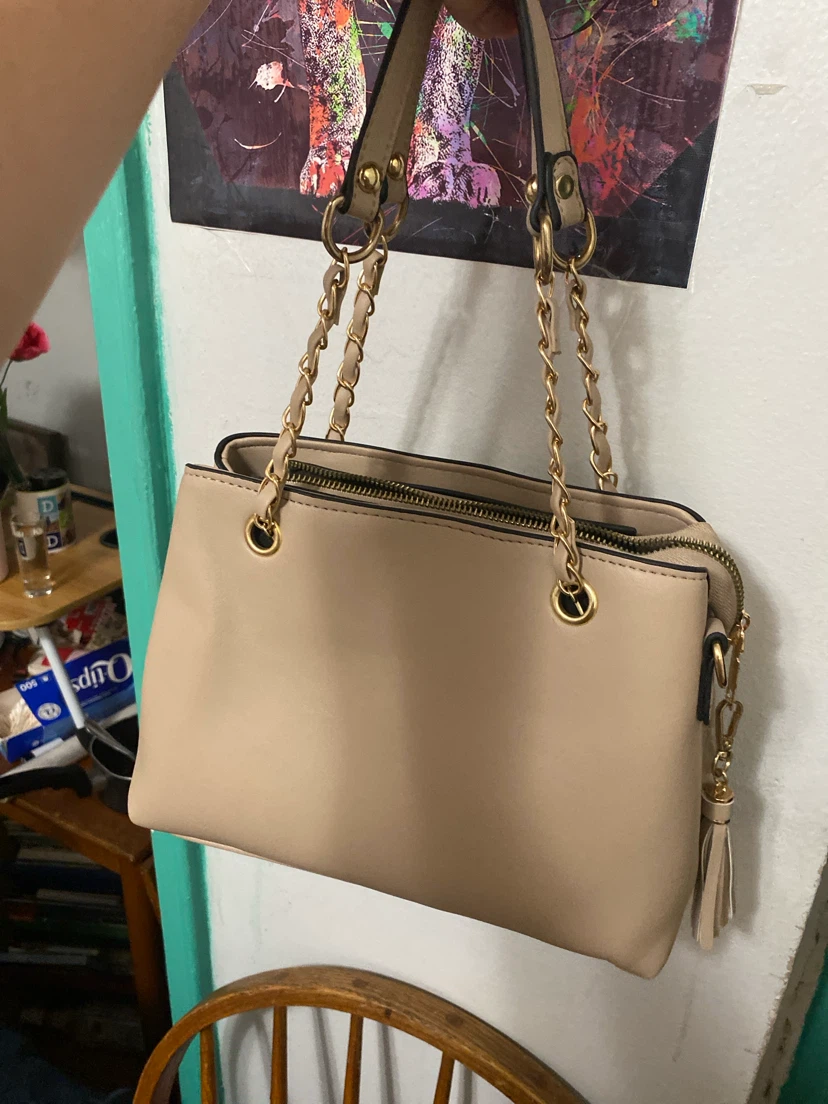 Beige Quilted Handbag with Chain Strap - photo 2