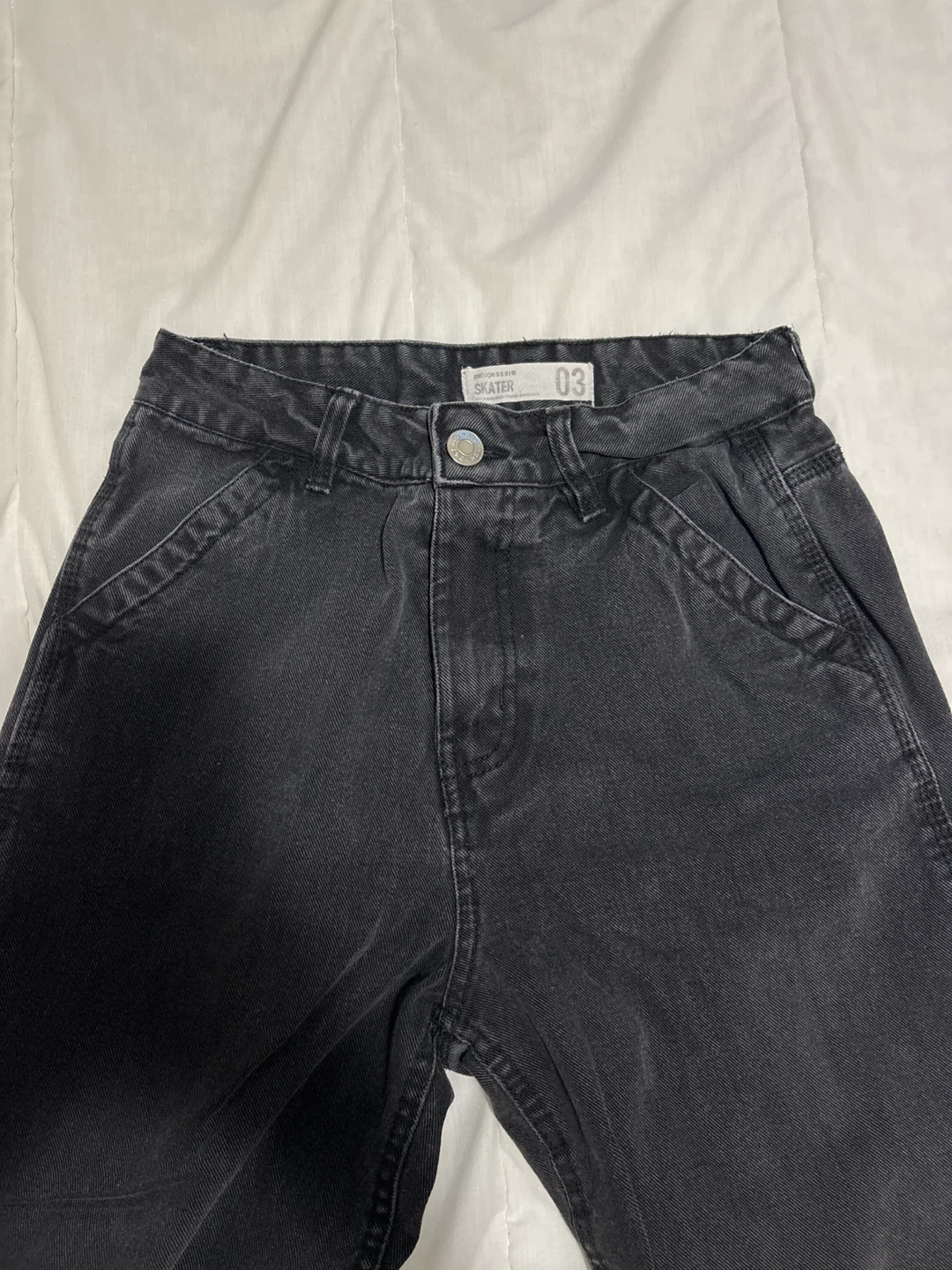 Black Wide Leg Skater Jeans - photo 2