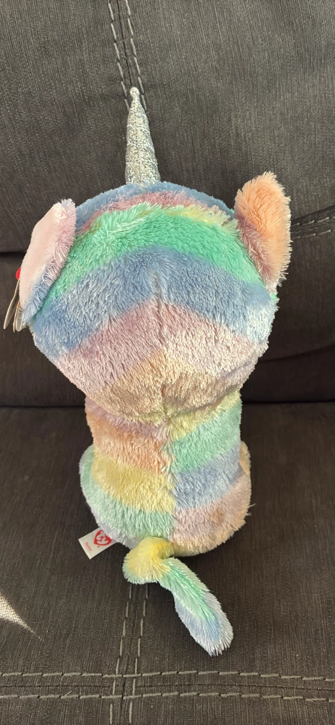 New w tags Ty Beanie Boos Heather Rainbow Cat Unicorn Plush Toy - photo 3
