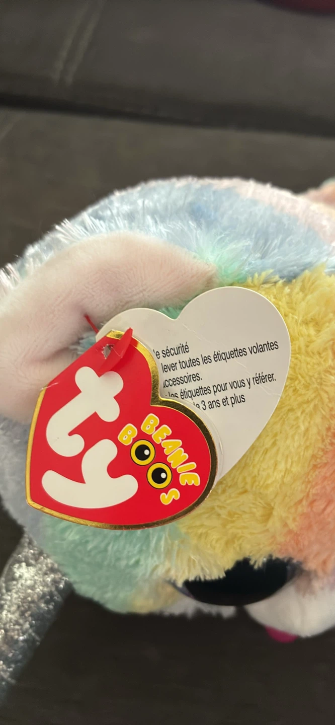 New w tags Ty Beanie Boos Heather Rainbow Cat Unicorn Plush Toy - photo 4