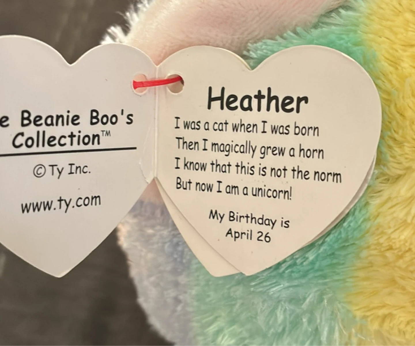 New w tags Ty Beanie Boos Heather Rainbow Cat Unicorn Plush Toy - photo 5