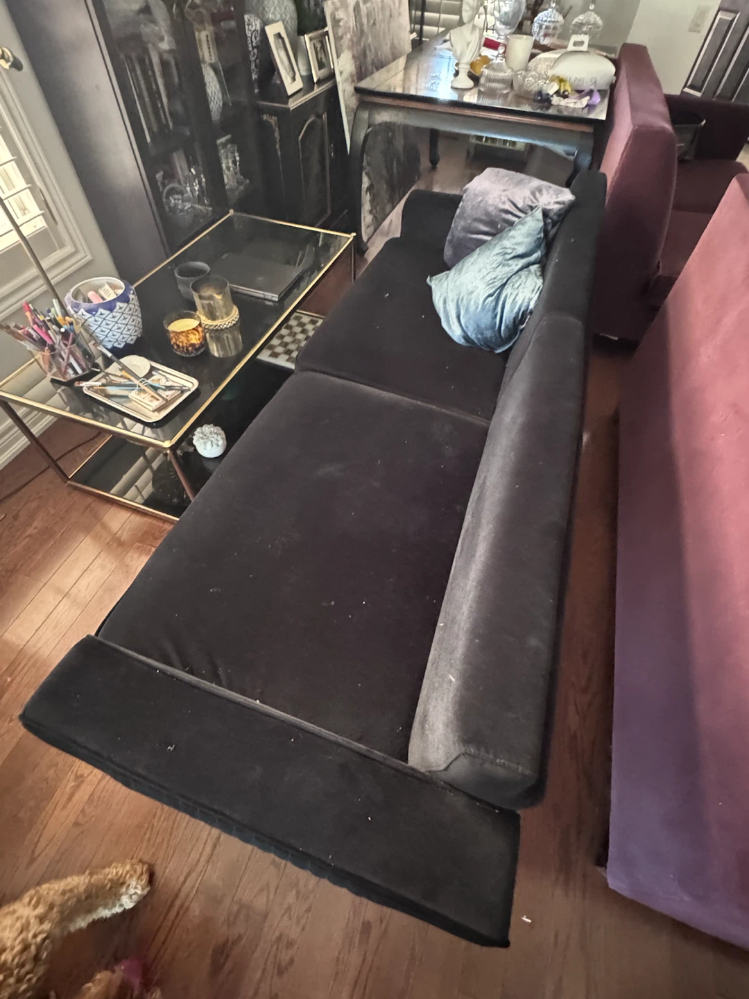 Black Velvet Sofa