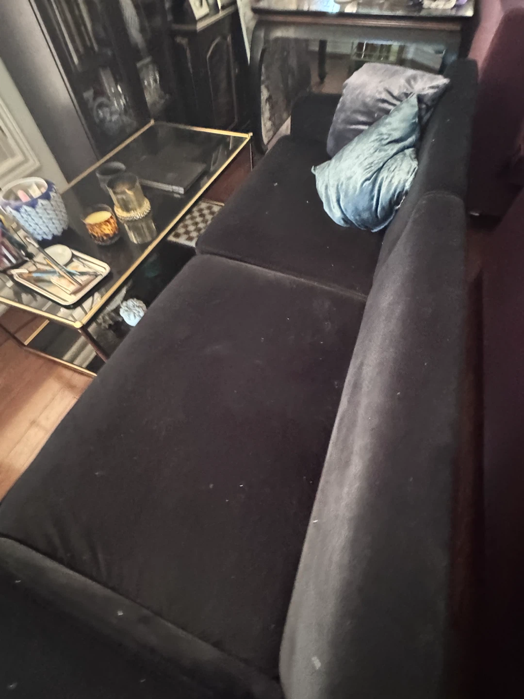 Black Velvet Sofa - photo 2