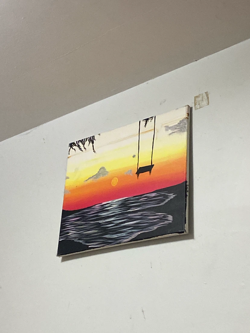 Canvas Painting - Sunset Scene with Swing