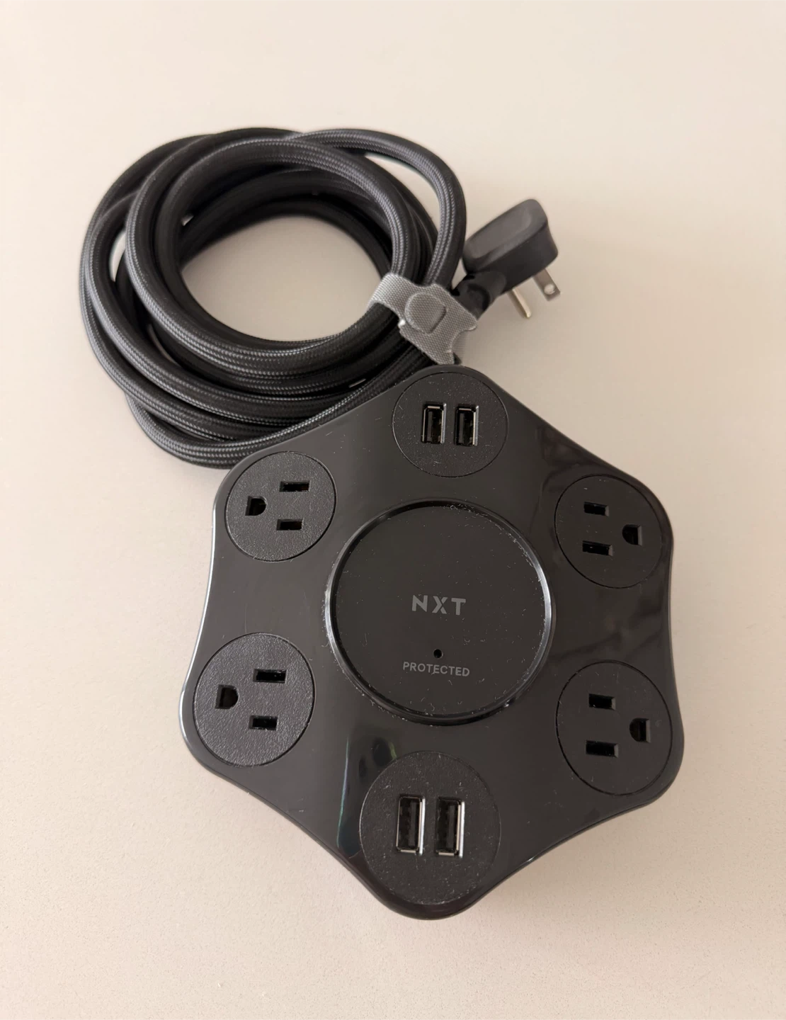 NXT 8 ft. Cord 4-Outlet Plus USB Surge Protector, Black