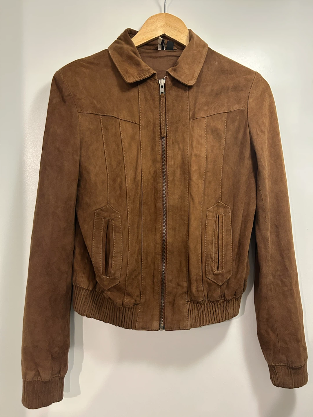 Brown Suede Bomber Jacket