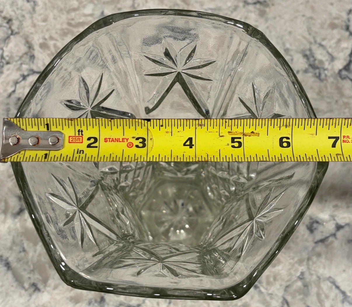 Vintage Cut Glass Flower Vase – Starburst Pattern 10” - photo 4