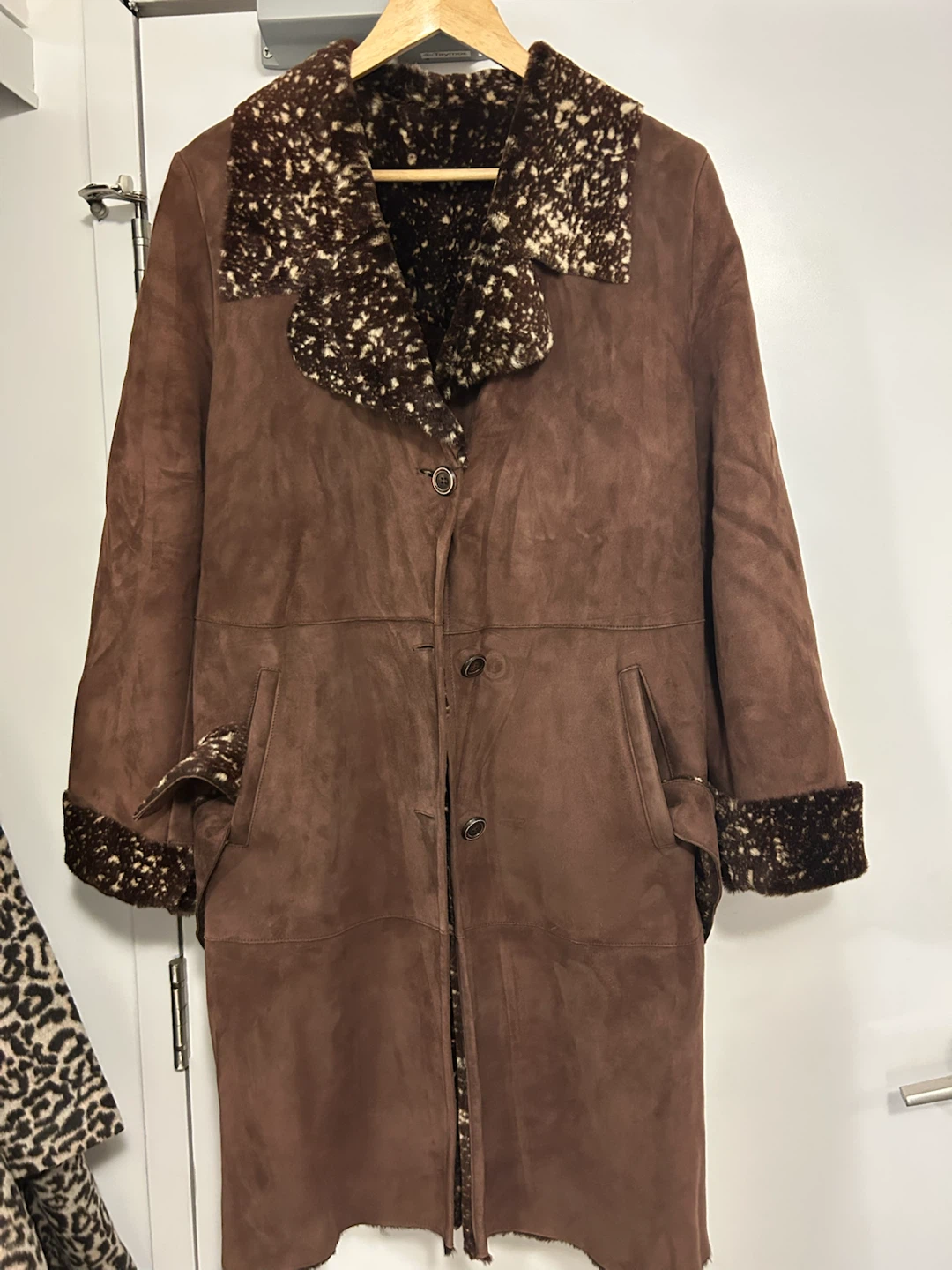Brown Suede Shearling Coat