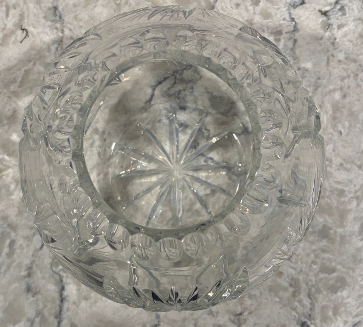 Cut Crystal Rose Bowl Vase Heavy Clear Crystal Globe Vase - photo 2