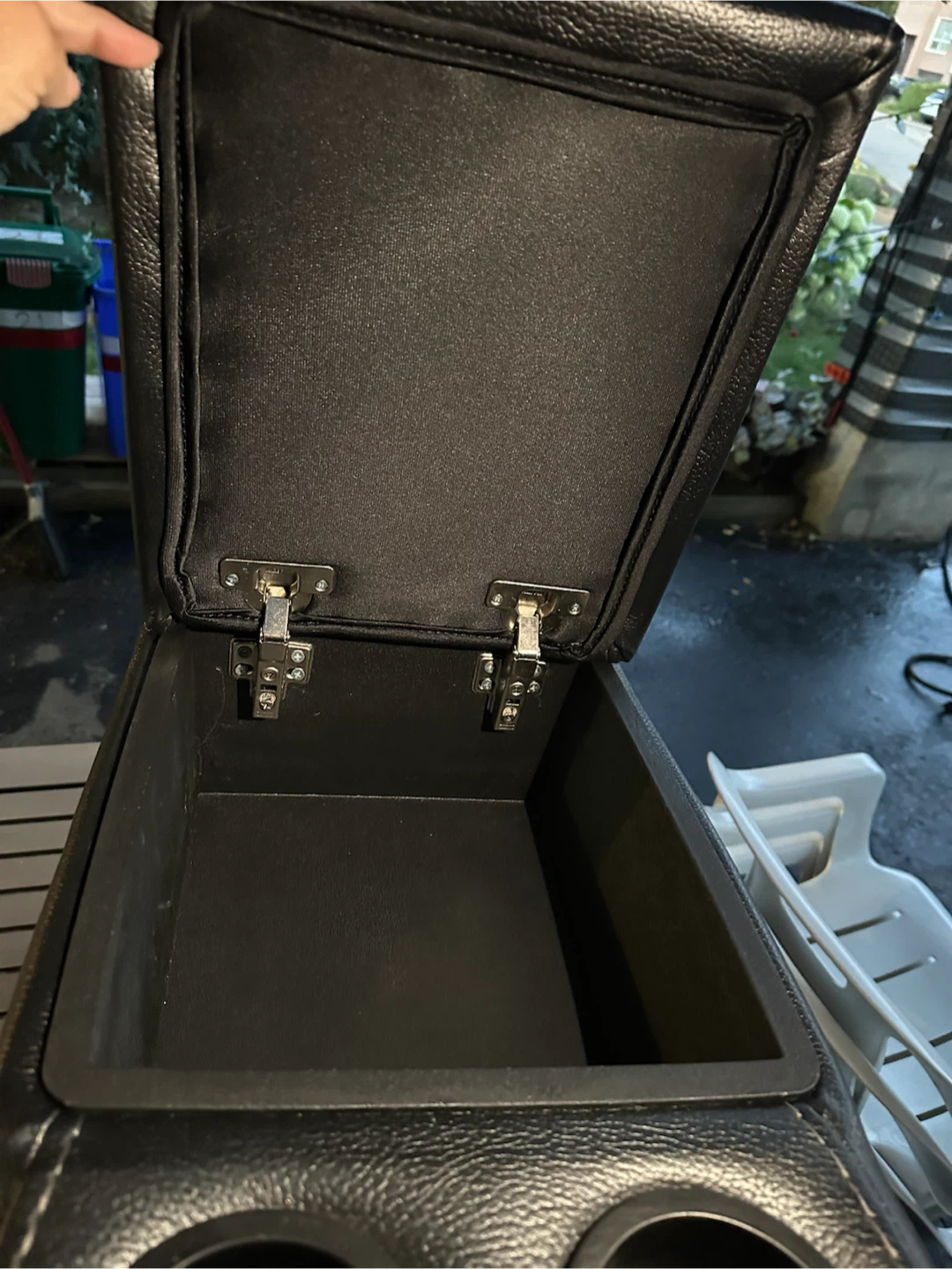 Black Car Console with Cup Holders and Storage - photo 2
