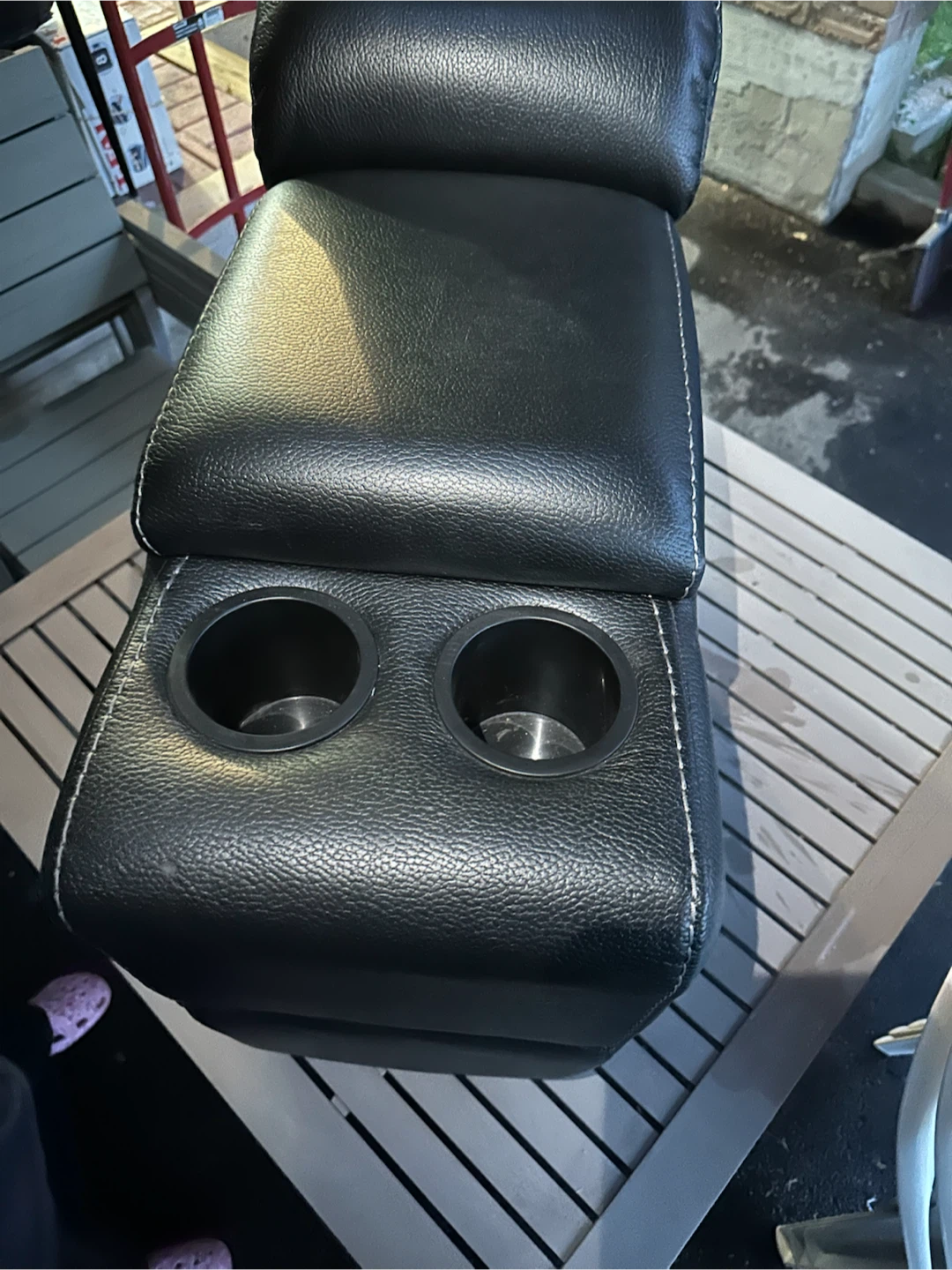 Black Car Console with Cup Holders and Storage - photo 3