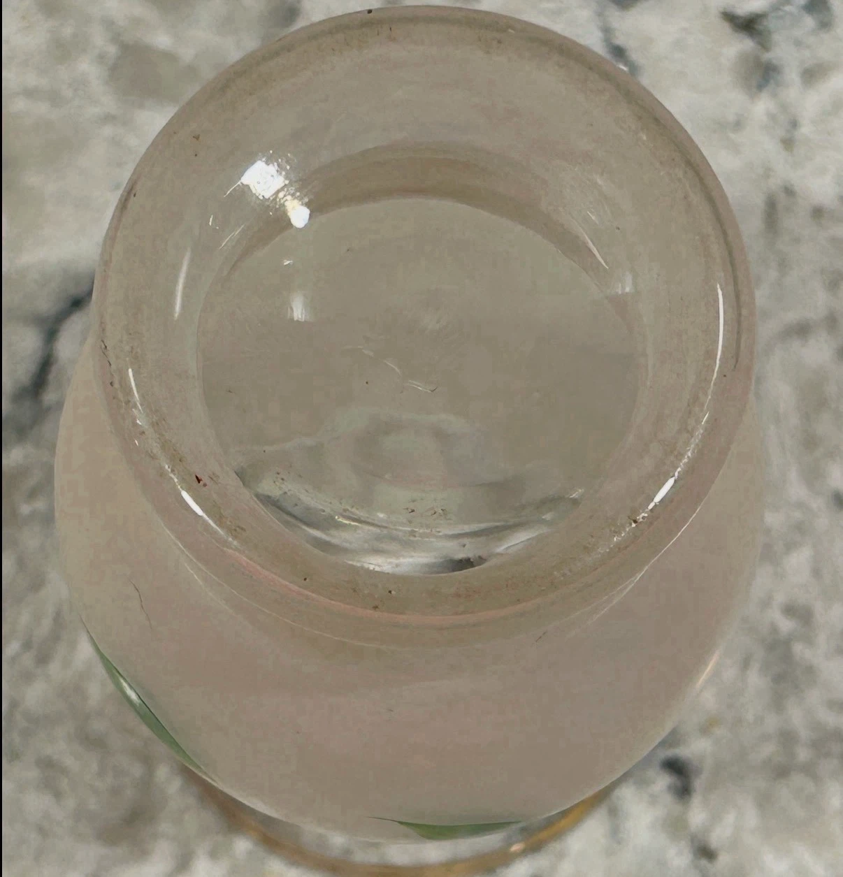 Frosted Art Glass Bud Vase w/ Hand Painted Floral & Gold Trim - photo 3