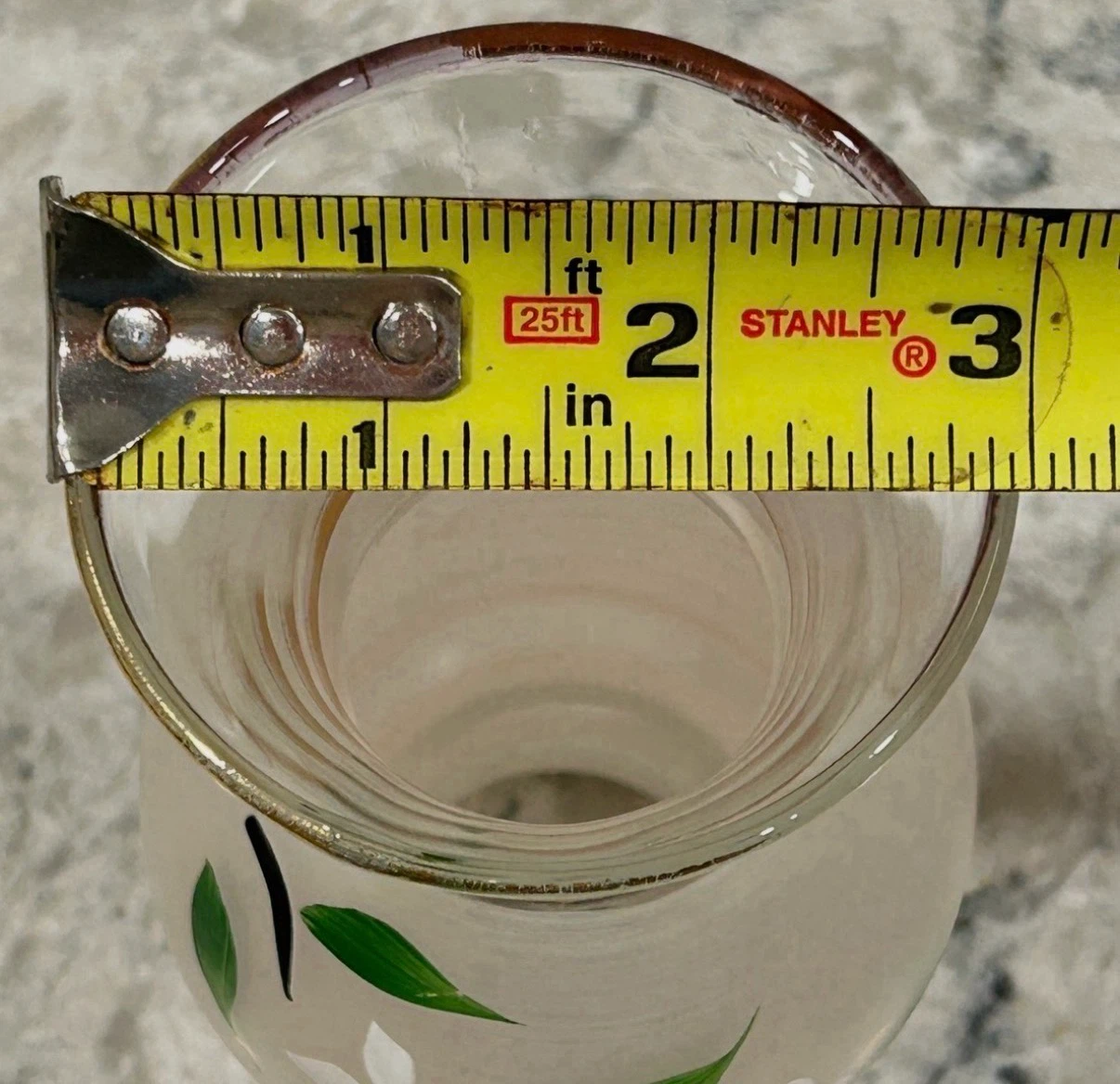 Frosted Art Glass Bud Vase w/ Hand Painted Floral & Gold Trim - photo 4