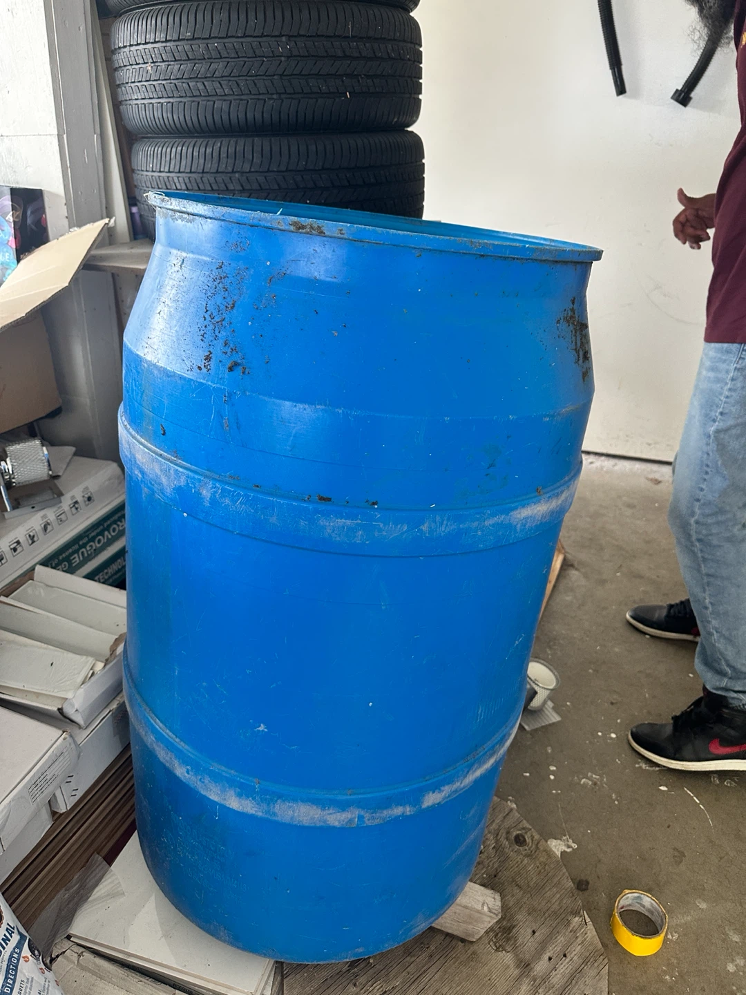 Blue Plastic Barrel