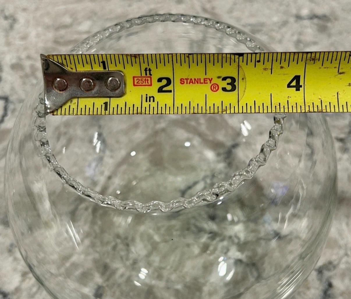Clear Hand Blown Glass Fish Bowl / Bubble Vase with Ruffled Rim - photo 3