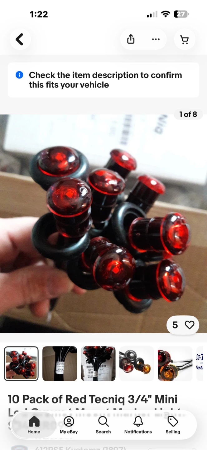 10 Pack Tecniq 3/4" Red Mini LED Marker Lights