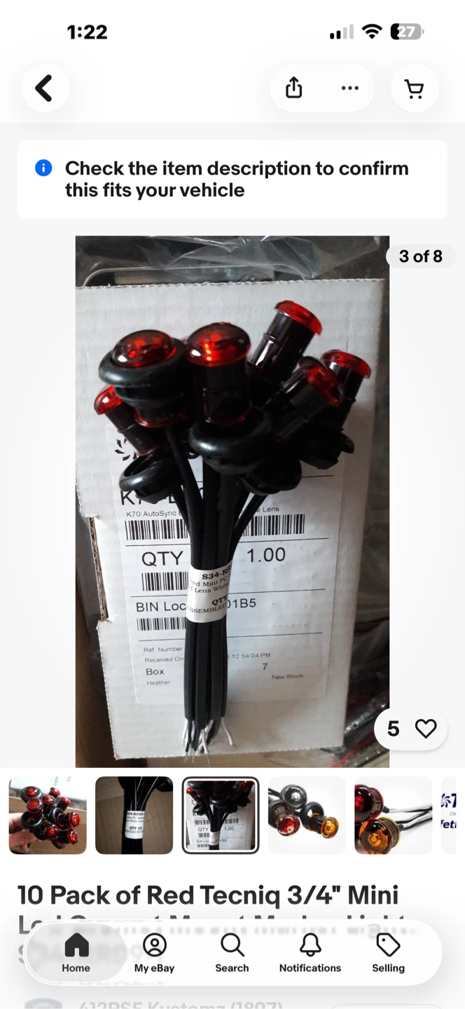 10 Pack Tecniq 3/4" Red Mini LED Marker Lights - photo 2