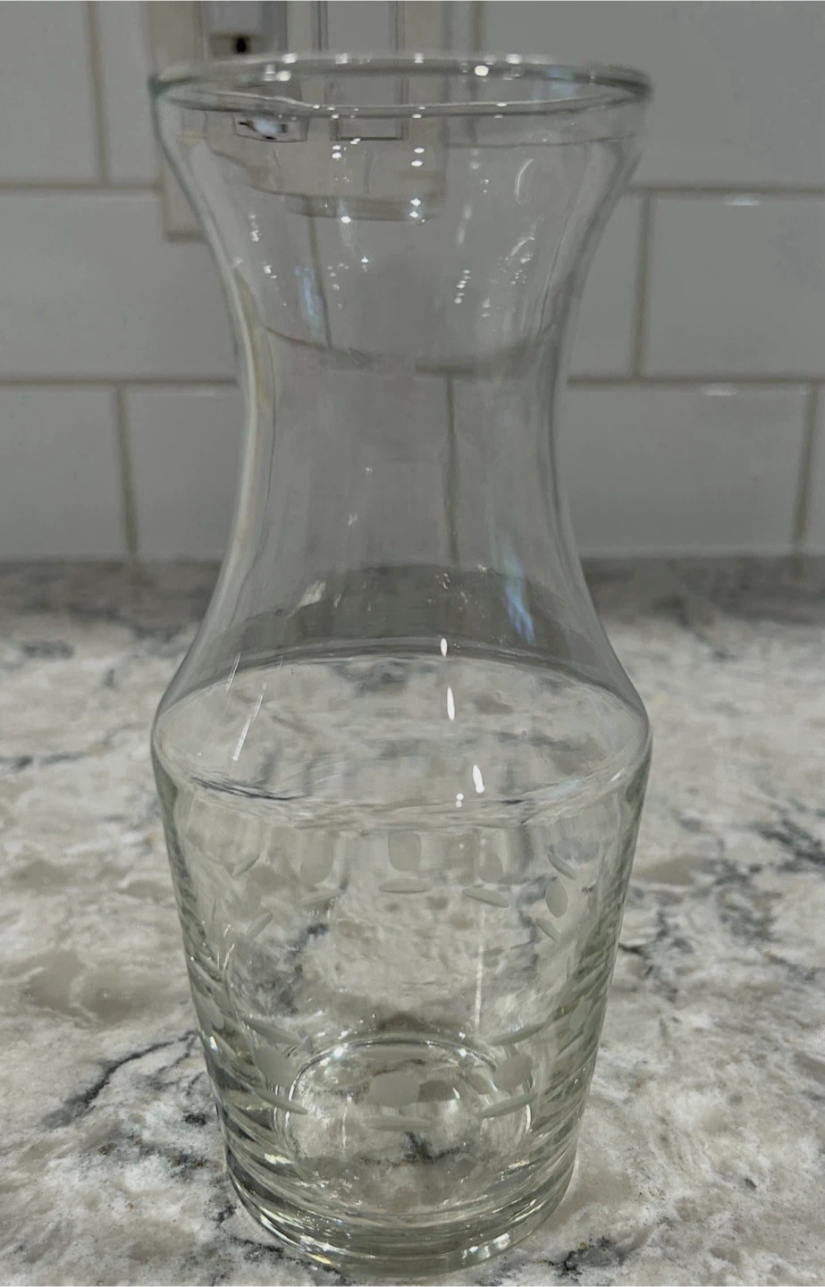 Vintage Clear Glass Bud Vase w/ Etched Bubble Pattern