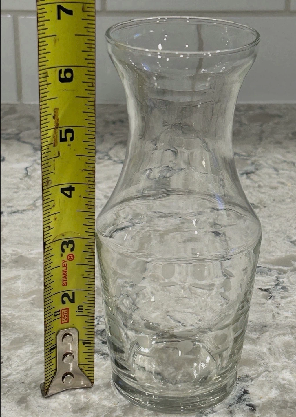 Vintage Clear Glass Bud Vase w/ Etched Bubble Pattern - photo 4