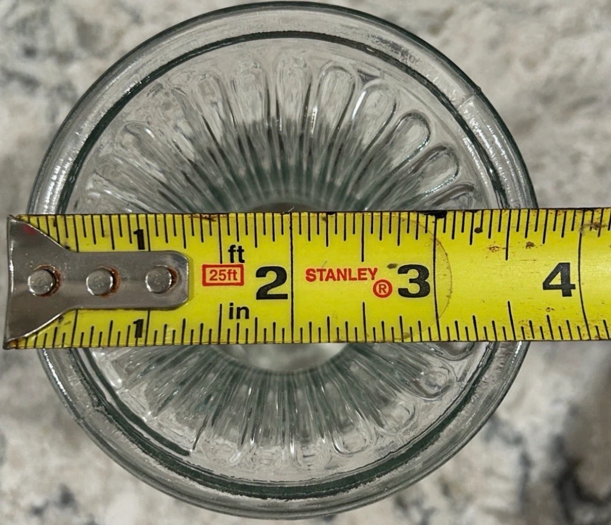 Ribbed Glass Bud Vase Flared Top, Clear Pressed Glass (5”) - photo 5
