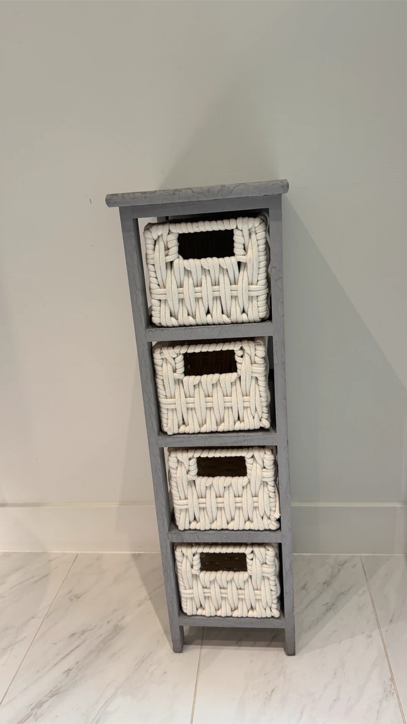 Grey 4-Drawer Storage Unit with Woven Baskets - photo 2