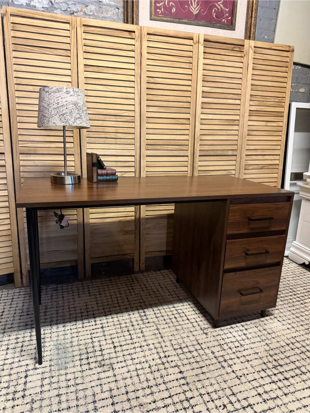 Brown Desk with Drawers - photo 2