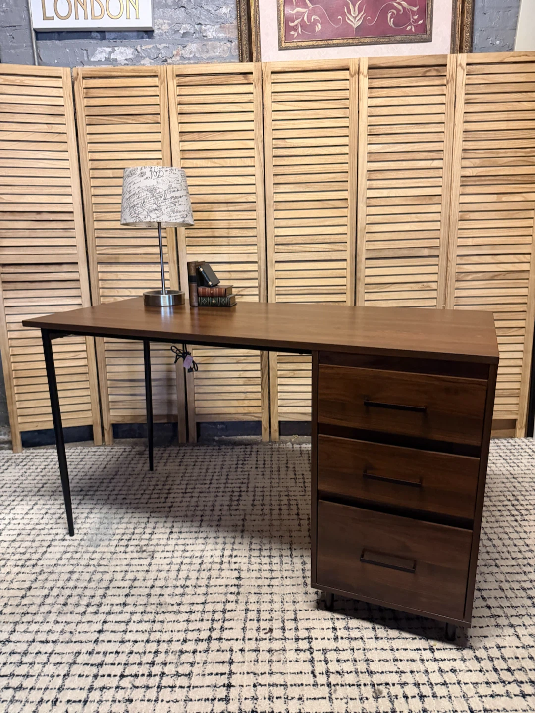 Brown Desk with Drawers - photo 3