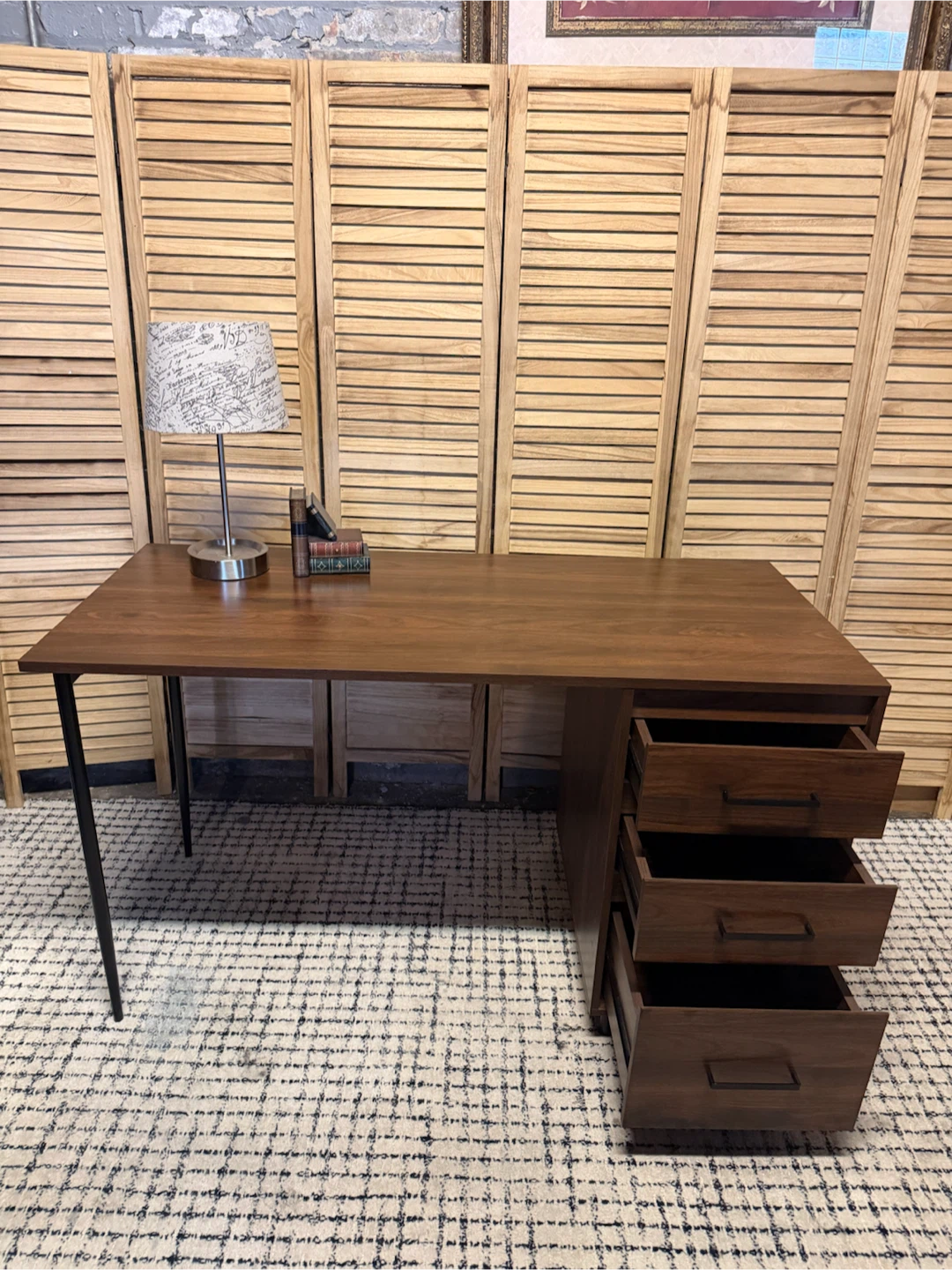 Brown Desk with Drawers - photo 4