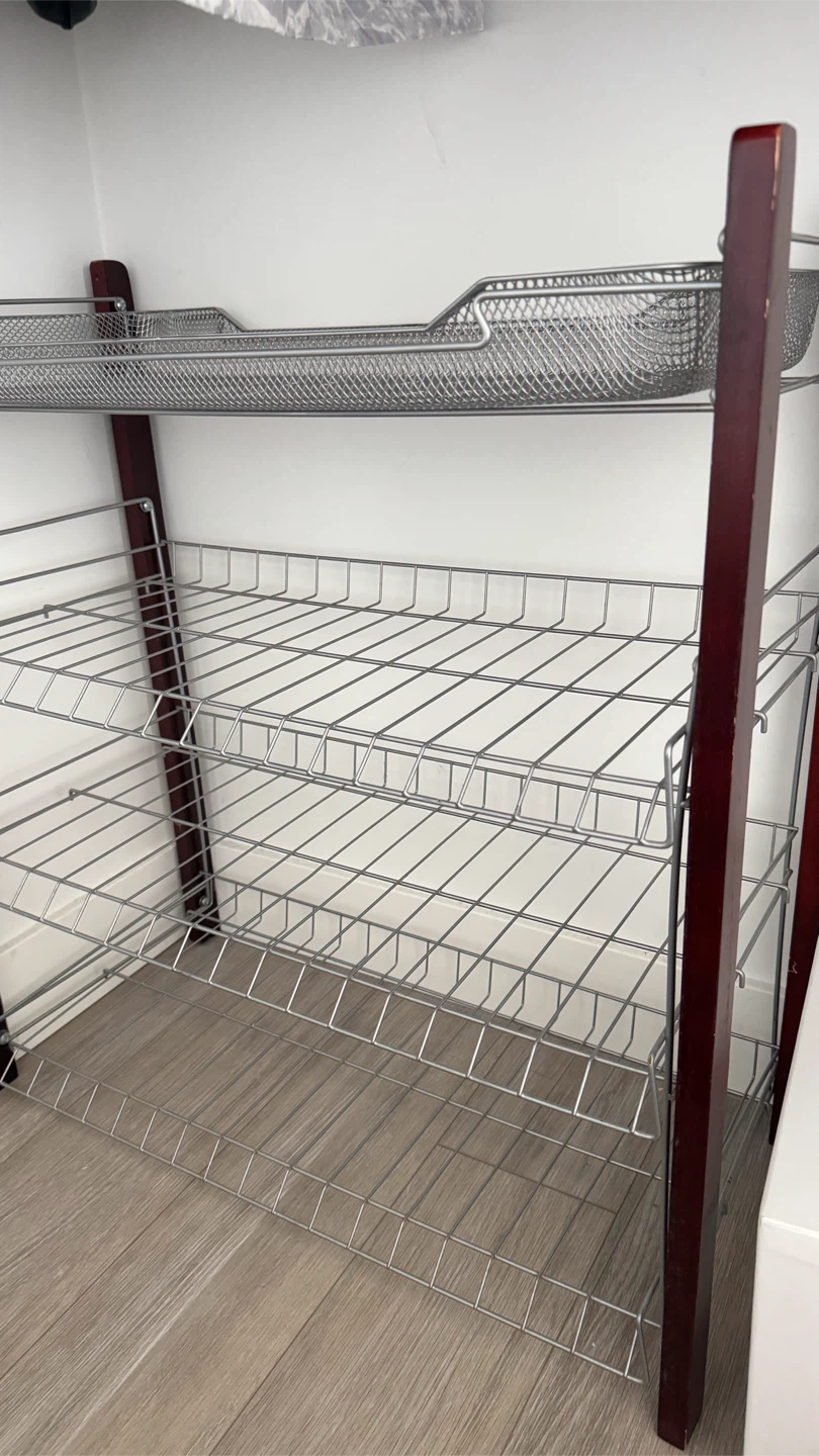 3-Tier Wire Shelving Unit with Wooden Frame - photo 2