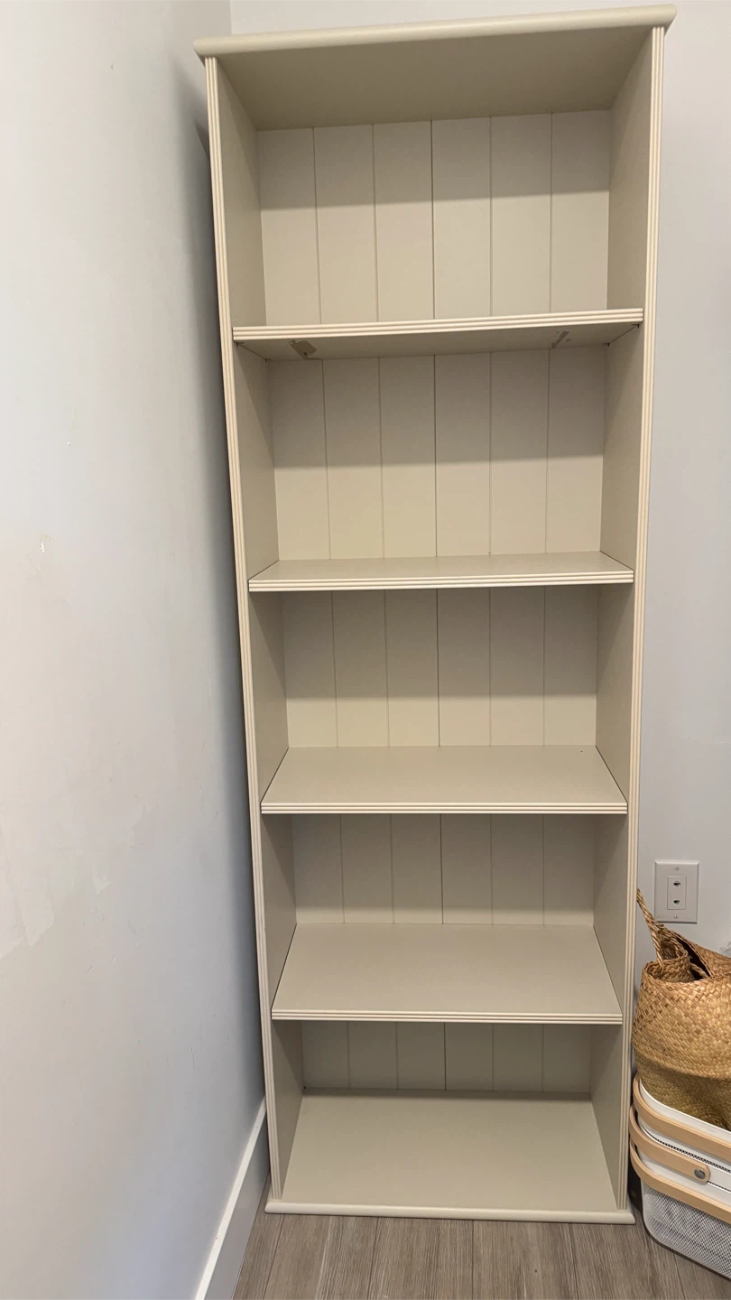 Cream coloured bookshelf