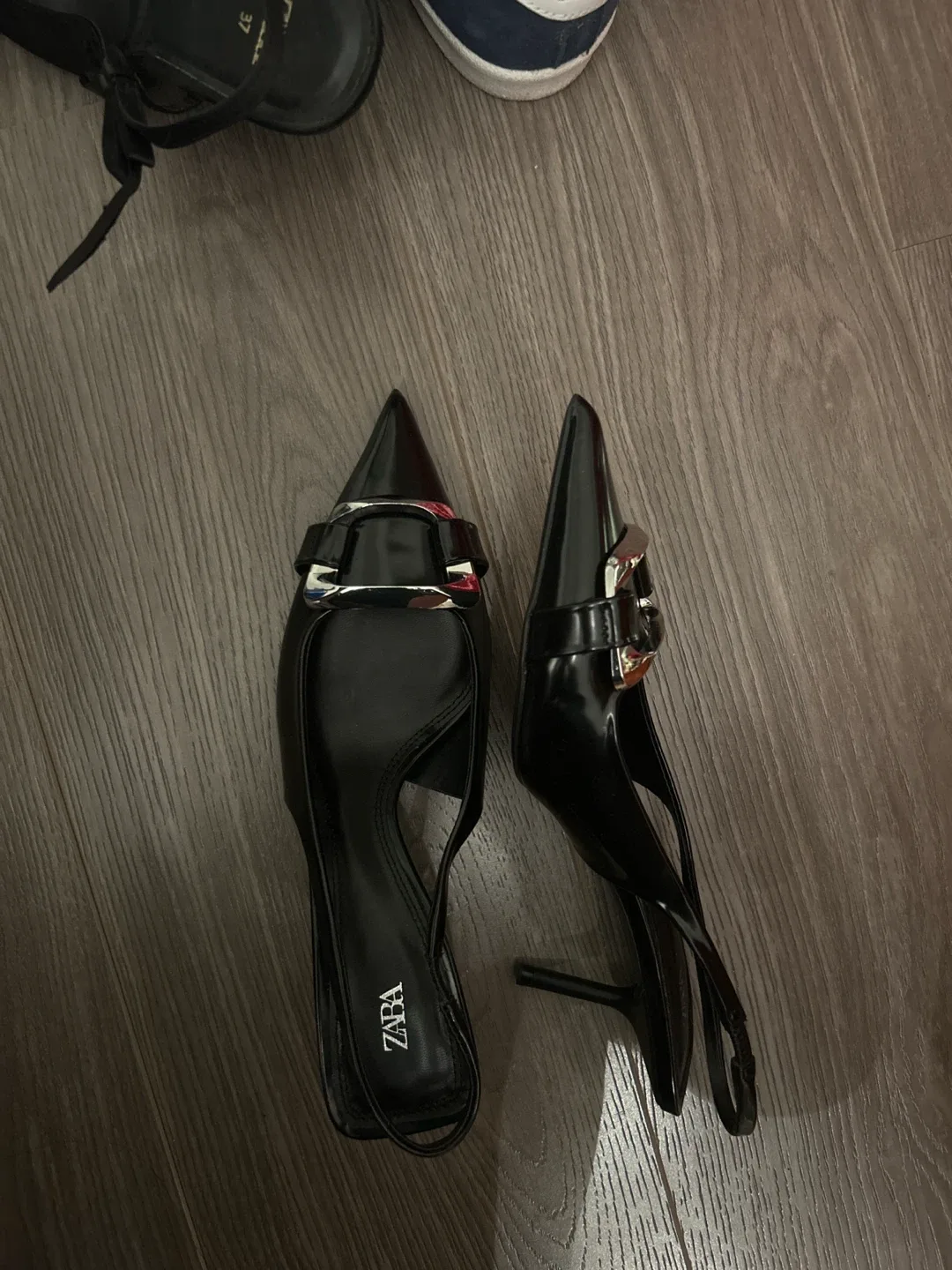 ZABA Black Slingback Heels