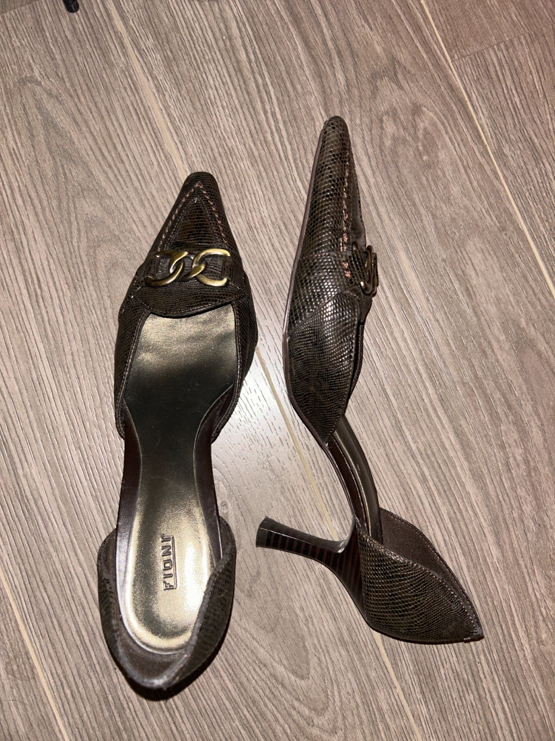 Women's Brown Snake Print Heels