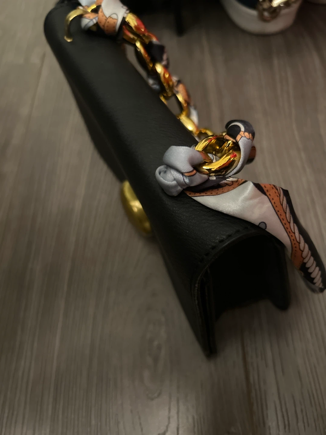 Black Shoulder Bag with Scarf Handle - photo 2