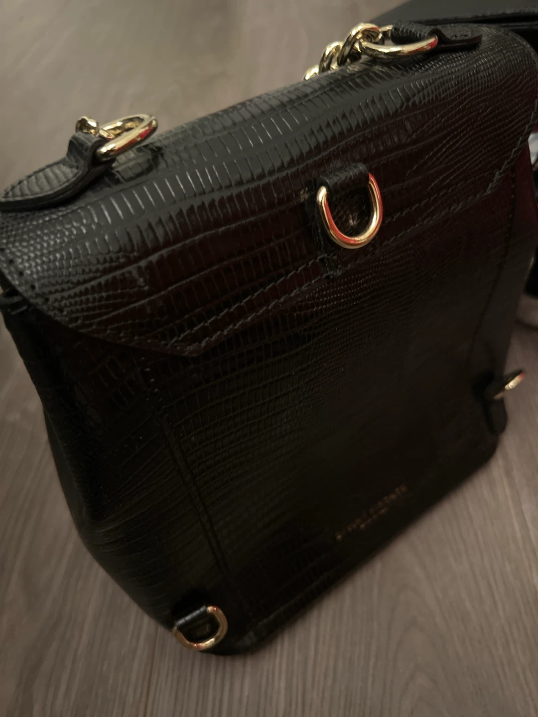 Leather Black Textured Top-Handle Bag - photo 3