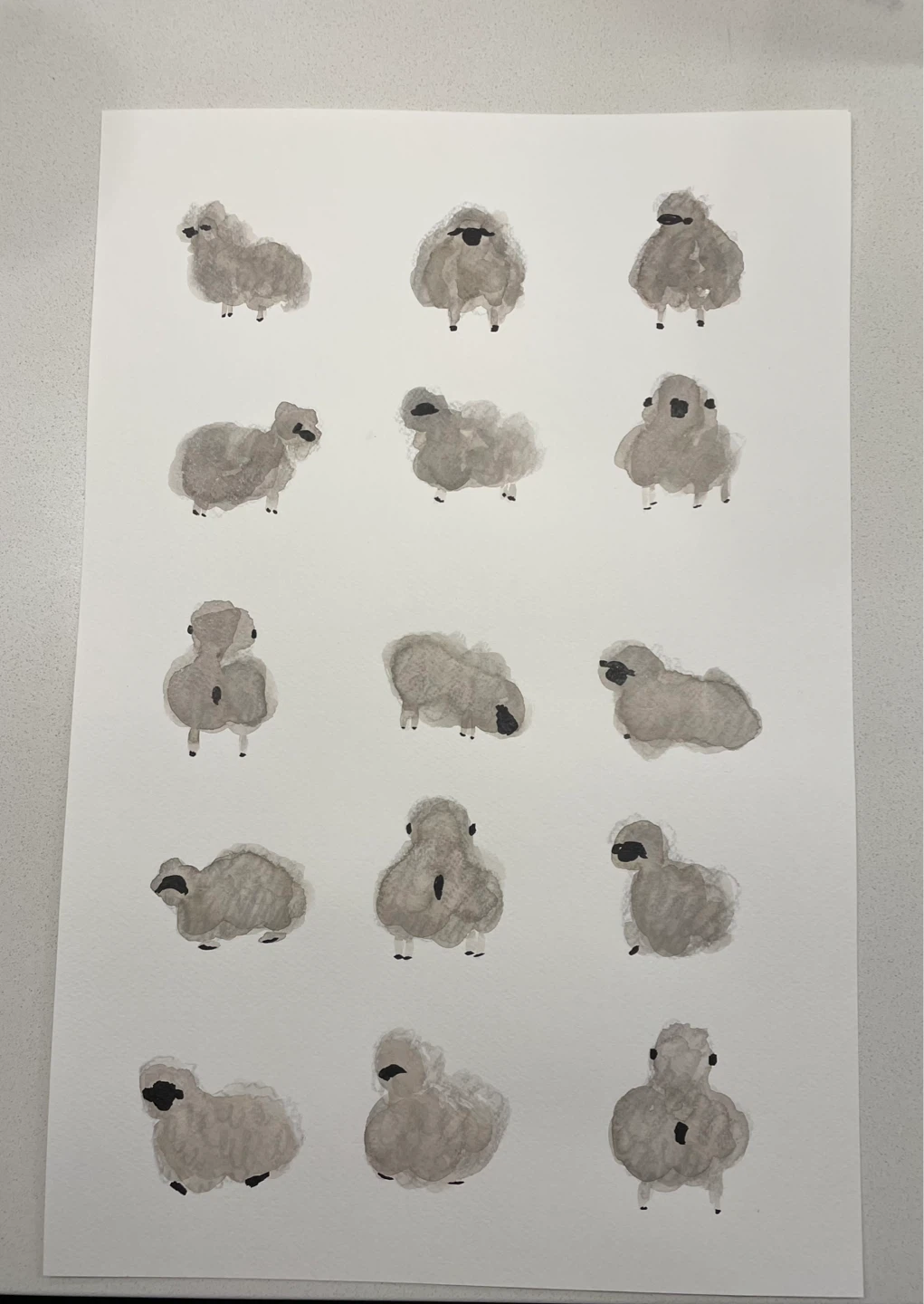 Watercolour Sheep painting - photo 2