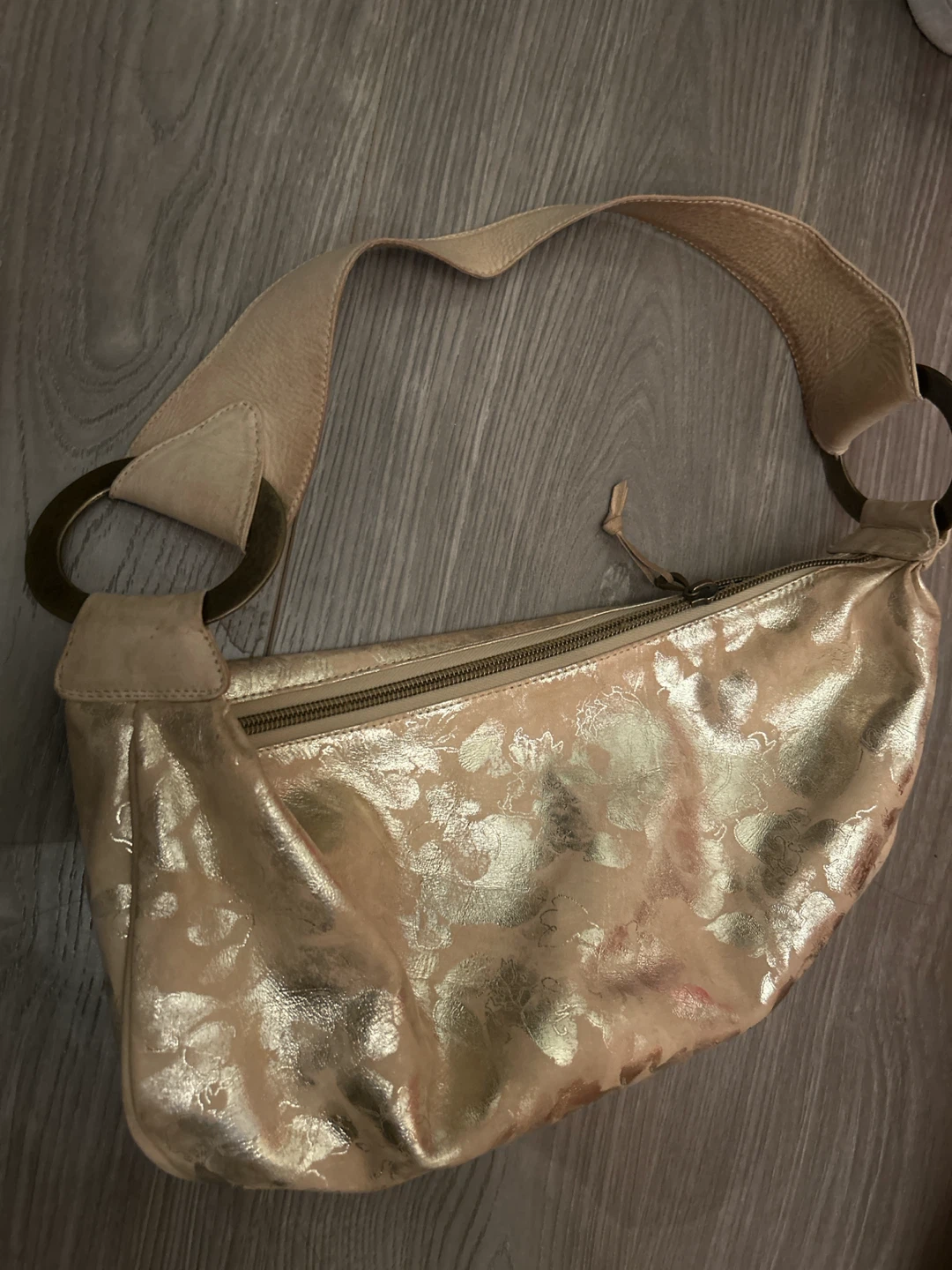 Gold Metallic Leather Shoulder Bag