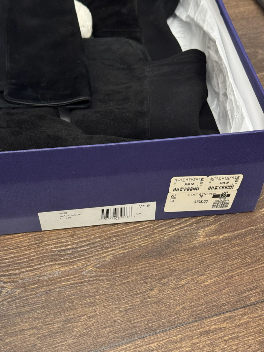 Stuart Weitzman Black Suede Boots Size 5.5 - photo 2