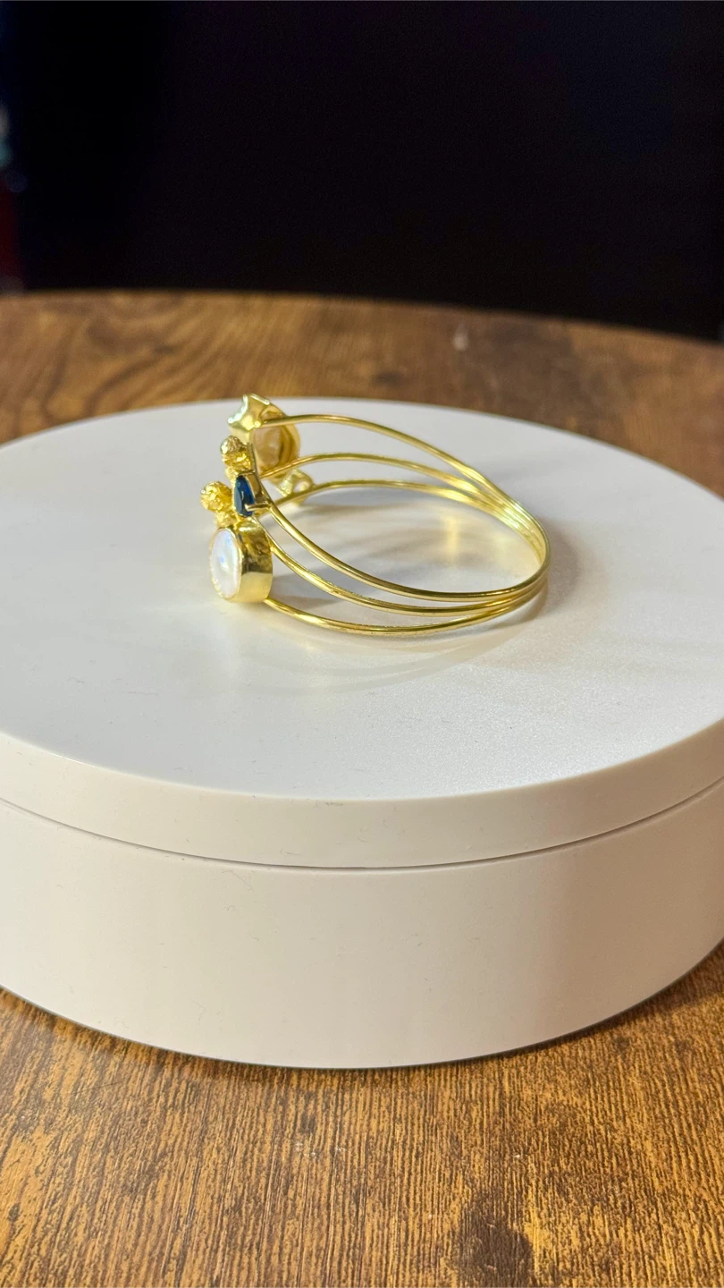 Gold Tone Bangle Bracelet with Stones - photo 3