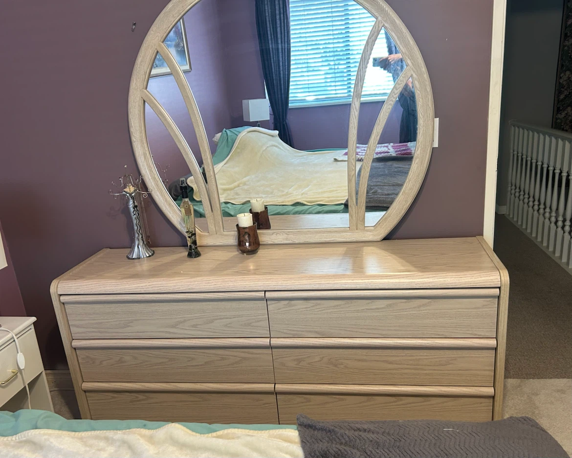 Light Wood Pine Dresser with Mirror - photo 2