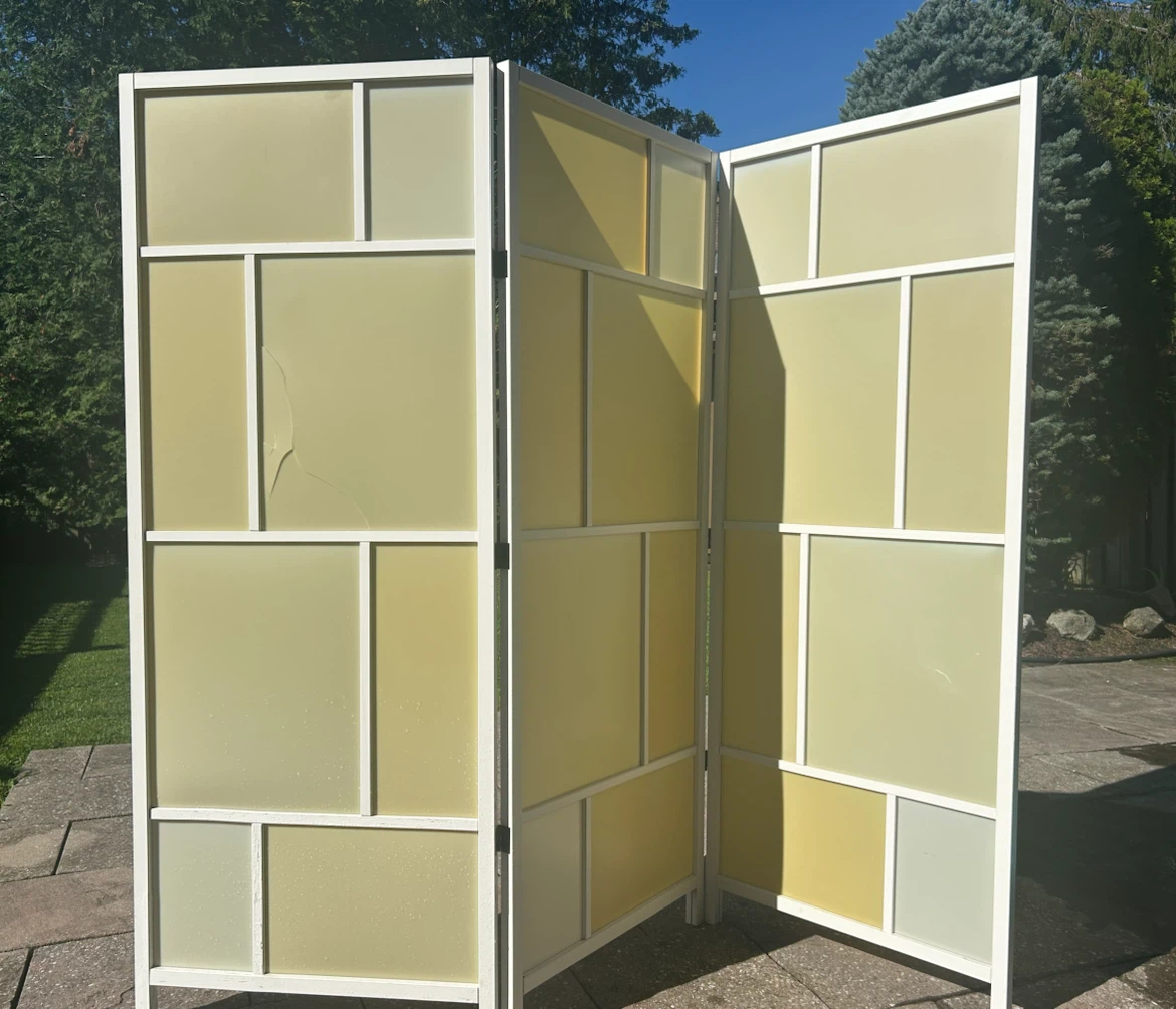 3-Panel Frosted Glass Room Divider Screen
