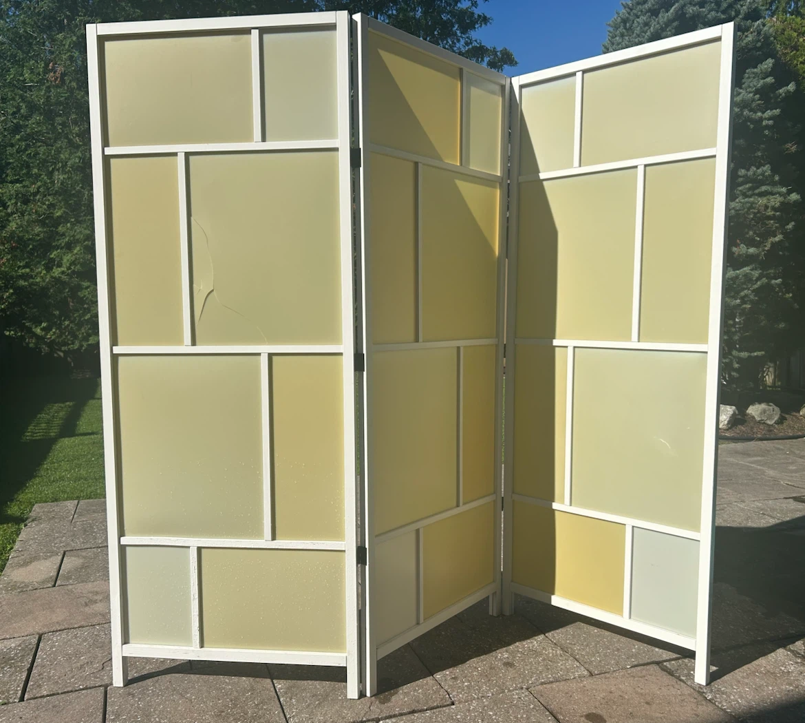 3-Panel Frosted Glass Room Divider Screen - photo 2