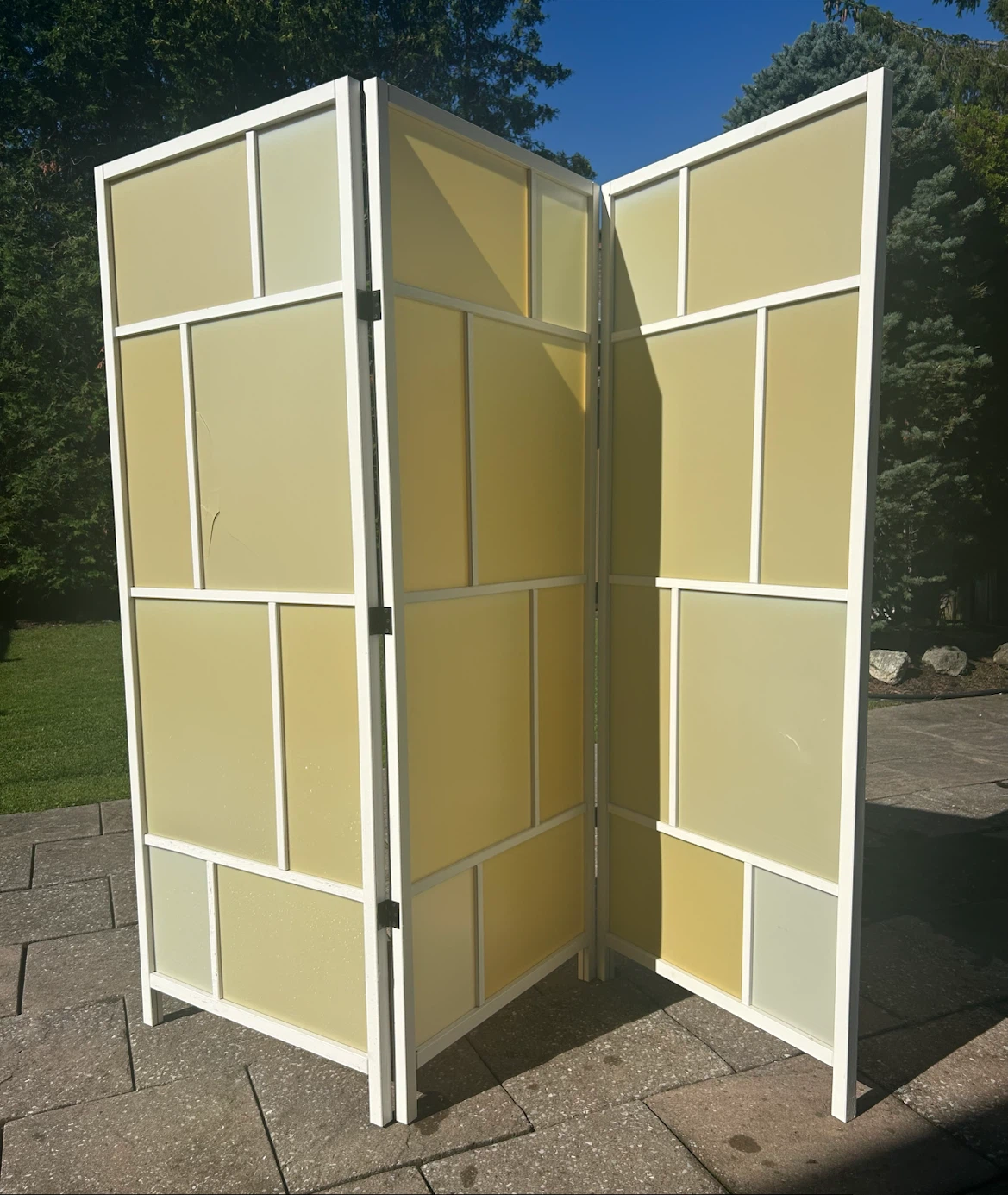 3-Panel Frosted Glass Room Divider Screen - photo 3